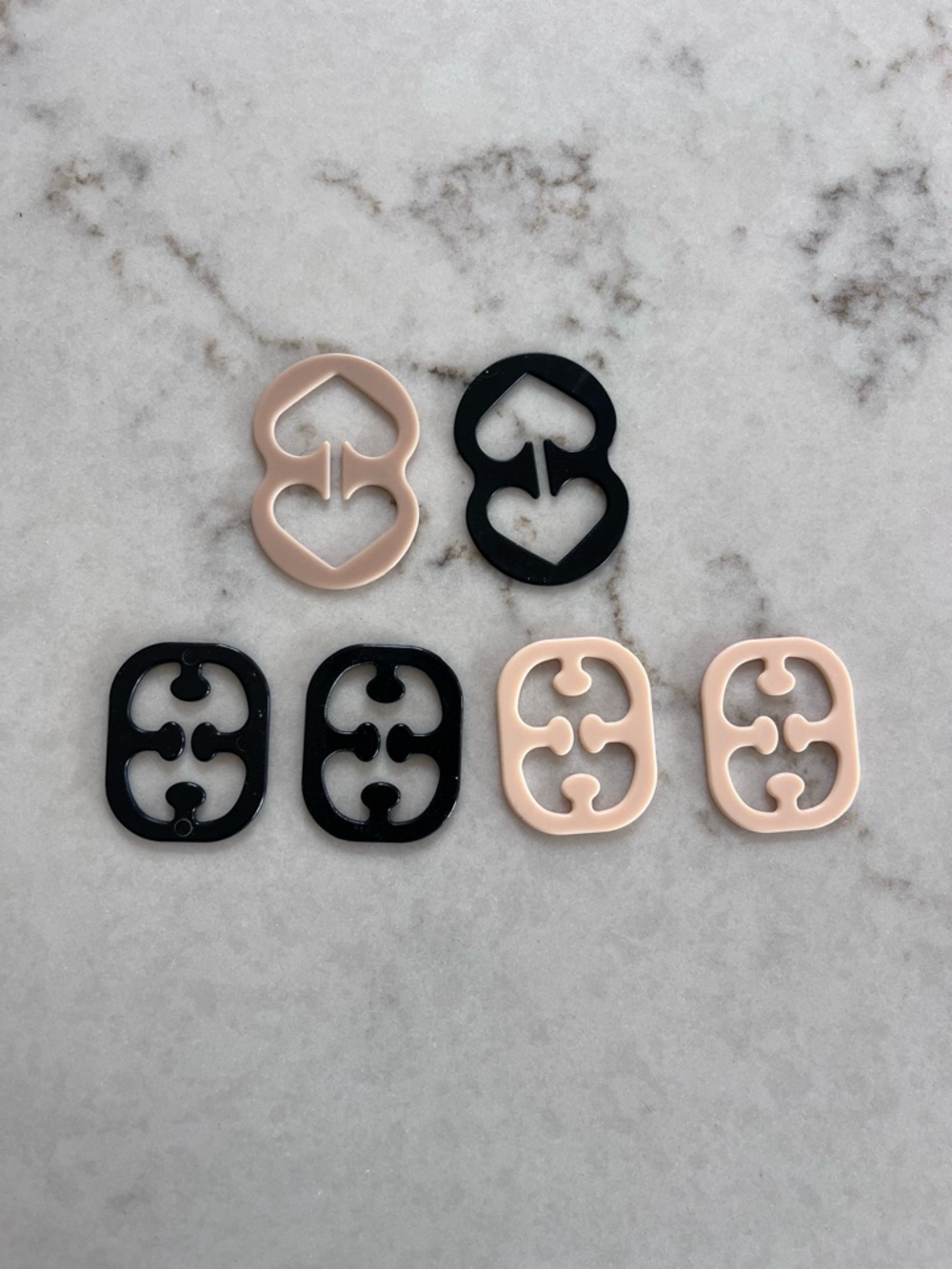 Neutral Black and Blush Bra Strap Clips - Set of 6